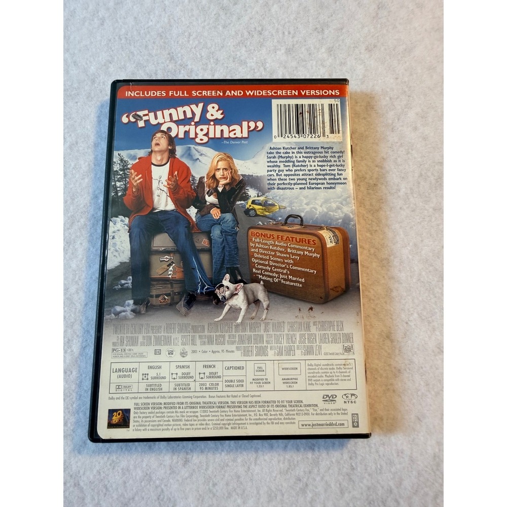 Just Married DVD 2003 Ashton Kutcher Brittany Murphy Romantic Comedy Movie - Picture 2 of 2